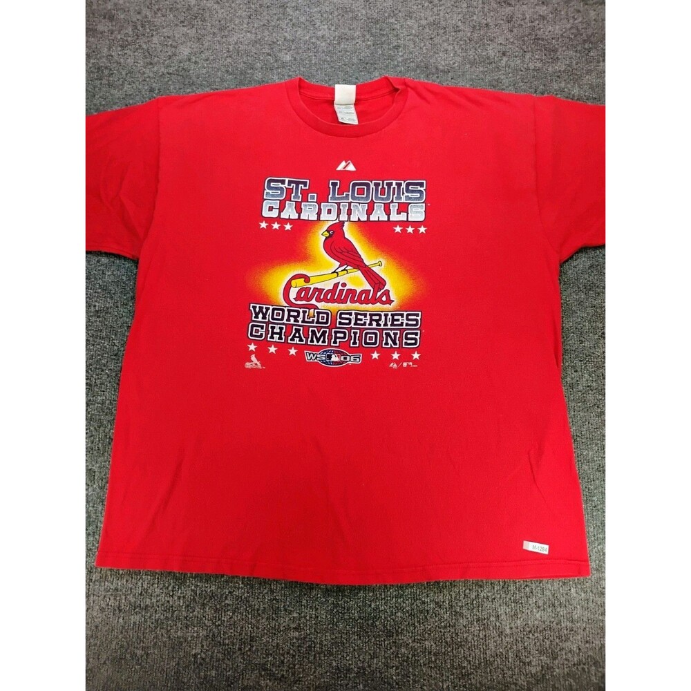 St. Louis Cardinals 2006 World Series Champions T Shirt Red 2XL MLB Double Sided
